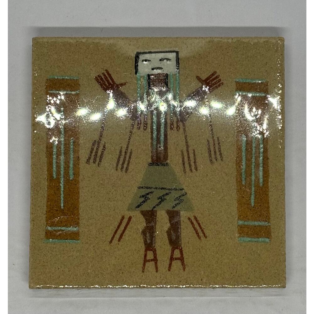 Navajo Sand Art Yei Signed 4” X 4” New and Sealed
